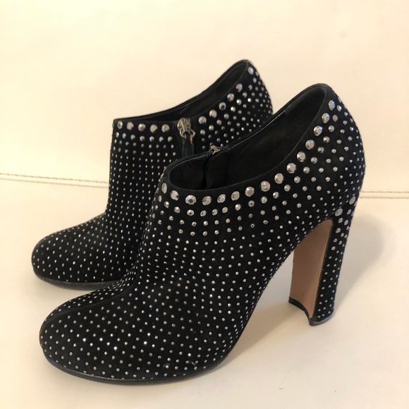 Prada Black Suede Ankle Boots with Studs Size 38 $1295 - Picture 2 of 9